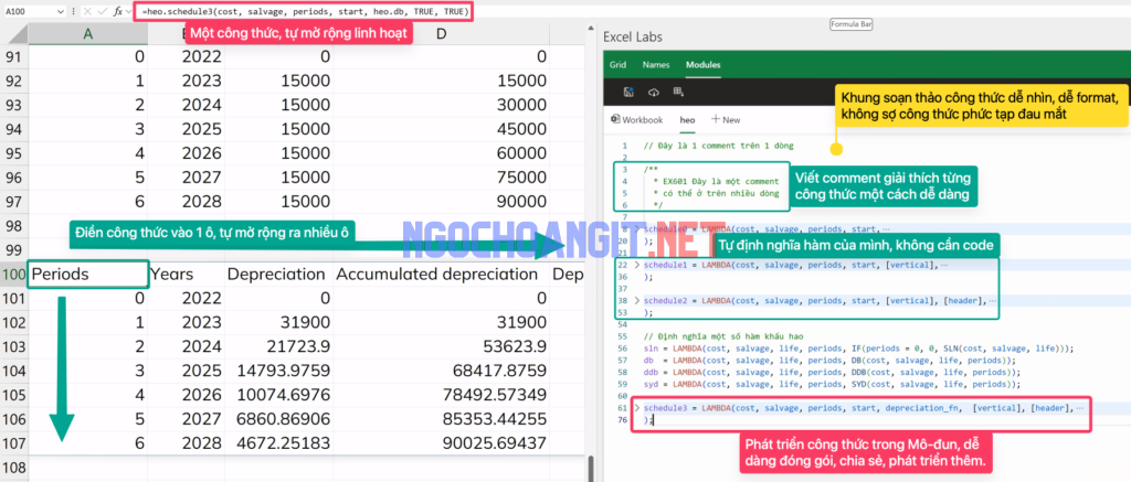 Soạn thảo công thức let và lambda trong Excel 365 sử dụng Excel Labs